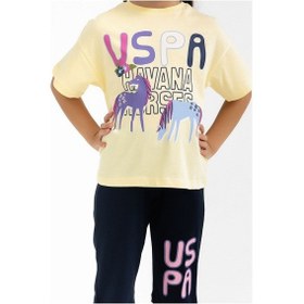 Resim Us Polo Assn Pamuklu Kısa Kol Kız Çocuk Şort Pijama Takım (536005075) Çok Renkli 