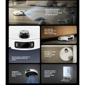 Resim Xiaomi 20000PA Omni Istasyonlu Aı Kamera Engel Algılama Dtof Radar 80°c Sıcak Su Paspas Yıkama Robot Süpürge Beyaz 