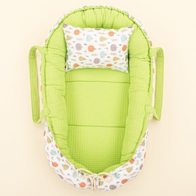 Resim Babynest ve Yastık - Çift Taraflı - Fıstık Yeşili Petek - Yeşil Balkabağı 