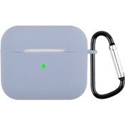 Resim Airpods 3. Nesil Uyumlu Karabinalı Silikon Kılıf Açık Mor 