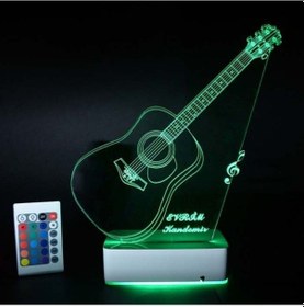 Resim Özel Tasarım Akustik Gitar 3D Led Lamba 