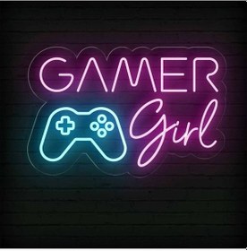 Resim Gamer Girl Yazılı Ve Şekilli Neon Tabela Pembe 