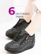 Resim Devida Kadın Siyah Spor Ayakkabı 6 Cm Günlük Yüksek Rahat Taban Sneaker X300 Vega Serisi 