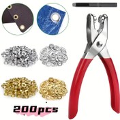 Resim 200 Parça Metal Göz Delme Pense Seti, 1/4 İnç (İç Çap) 6mm Delik Açma Aleti, Güç Gerektirmeyen El Basınçlı, DIY Deri İşleri, Dikiş ve El İşi Projeleri İçin Uygun 