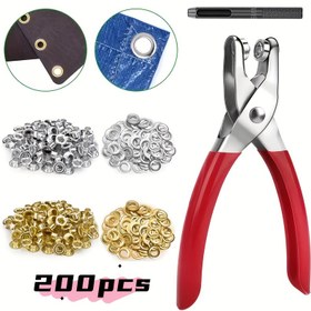 Resim 200 Parça Metal Göz Delme Pense Seti, 1/4 İnç (İç Çap) 6mm Delik Açma Aleti, Güç Gerektirmeyen El Basınçlı, DIY Deri İşleri, Dikiş ve El İşi Projeleri İçin Uygun 