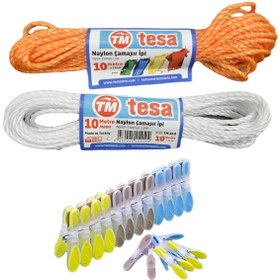 Resim Gen-Of Lotus Özel Silikonlu Çamaşır Mandalı 12 li ve Naylon Çamaşır İpi 10 Mt 2 Adet GKH 