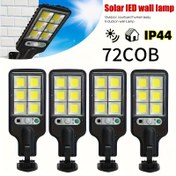 Resim 1pc Güneş Enerjili COB LED Hareket Sensörlü Duvar Işığı, Su Geçirmez Dış Mekan Bahçe Güvenlik Işığı, Uzaktan Kumanda, 3 Işık Modu, 100-200 Lümen, Yarı Flush Mount Plastik Gölgelik, Kızılötesi Sensör, Montaj Donanımı Dahil 