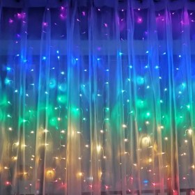 Resim Toptan Bulurum Perde LED 240 Ledli 8 Fonksiyonlu Dekor Lambası Rgb 
