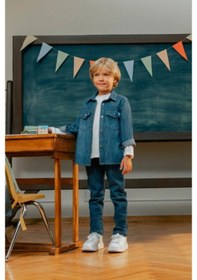 Resim Minycenter Erkek Çocuk Cepli Denim Gömlek Mnt25e205 Mavi 