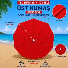 Resim Şemsiyecim 10 Telli Plaj Şemsiyesi Üst Kumaşı 2 Metre Çap 1 Metre Tel Uyumlu 