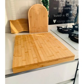 Resim Morponi Tezgah Üstü Bambu Kesim Tahtası - Sunum Tahtası 38 cm x 45 cm 