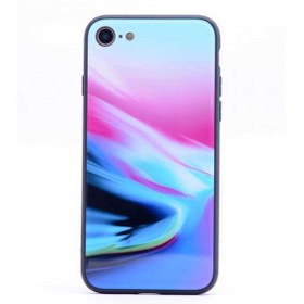 Resim Apple iPhone 8 Kılıf Kenarları Silikon Arkası Desenli Cam Kapak 