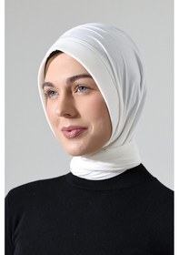 Resim Üç Farklı Bağlamalı Tesettür Hazır Pratik Şal Beyaz Beyaz 