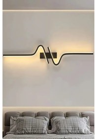 Resim Dekoratif 40w Iç Mekan Gold Kasa 3 Renkli Işık Elektrikli 115 Cm Duvar Aplik 1 Adet Siyah 