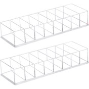 Resim 2 adet Şeffaf Makyaj Organizatörü - 8 Izgara ile Tırnak Cilası ve Güzellik Ürünleri için Kozmetik Ekranlı Kutular - Kompakt Şeffaf Depolama Kutusu Banyo ve Yatak Odası için 