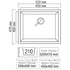 Resim Real Stone K005 Tezgah Altı Gordion 50 Granit Eviye Siyah 45 x 40 CM 