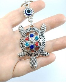 Resim Renkli Kaplumbağa Nazar Boncuğu Anahtarlık Metal Hediyelik Aksesu 