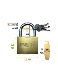 Resim Kupa Asma Kilit Sarı 38 mm. - 3 Anahtarlı 