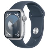 Resim APPLE Watch Series 9 GPS + Cellular MRJ33TU/A 41 mm Gümüş Rengi Paslanmaz Çelik Kasa ve Fırtına Mavisi Spor Kordon - M/ 