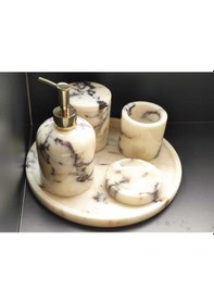 Resim Menekşe Mermer 5'li Banyo Seti Beyaz 