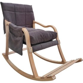 Resim CAGLAYANTIC Paşa Ahşap Şezlong Sallanan Sandalye Ve Dinlenme Koltuğu Füme Doğal 