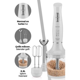 Resim Yüksek Güçlü Sessiz Çok Fonksiyonlu Doğrayıcı ve Karıştırıcı Seti Beyaz 