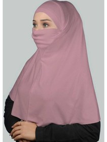 Resim Altobeh Hazır Türban Peçeli Pratik Eşarp Tesettür Nikaplı Hijab - Namaz Örtüsü Sufle (XL) - Koyu Pembe 