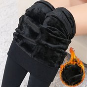 Resim 1 Çift Kadın Kışlık Termal Kadife Tayt - Kalın Tüylü Astarlı, Esnek Dar Kesim, Ayak Bileği Uzunluğunda, Siyah, Polyester Karışımlı, Soğuk Hava İçin Sıcak ve Rahat, Kışlık Taytlar | Pürüzsüz Dokulu | Kadife Taytlar 