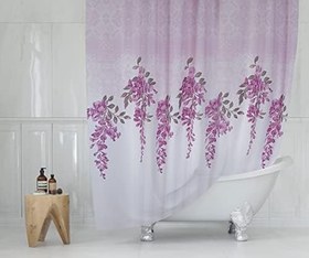 Resim Tropikhome Lila Banyo Perdesi - 180x200 cm Duş Perdesi Polyester Kumaş Su Geçirmez Banyo Perdeleri, Tek Kanat Banyo Duş Perdesi 