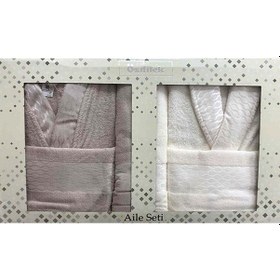 Resim Özdilek Elissa Krem Taş Pamuklu Aile Bornoz Seti Özdilek Bornoz 