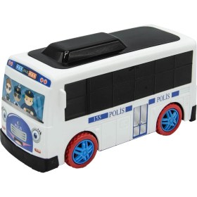 Resim Uj Toys Sesli ve Işıklı Çarp Dön Sevimli Polis Otobüsü-Beyaz 