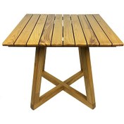 Resim Gökçeada Kare Ahşap Bahçe Balkon Masası - Masif Kestane Kahverengi 