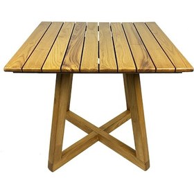 Resim Gökçeada Kare Ahşap Bahçe Balkon Masası - Masif Kestane Kahverengi 