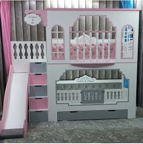 Resim bebetu mobilya Prenses Balkonlu Kaydıraklı Ranza 