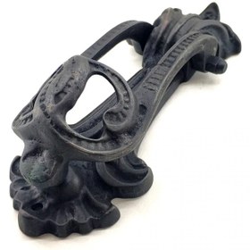 Resim ahsun Antika Tarz Dekoratif Pirinç Doğa Kapı Tokmağı, Taktak - 205x73 Mm, Oksit ( Lisinya ) 