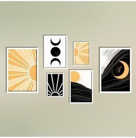 Resim GAAGART 6'lı Ahşap Lamine Çerçeveli Mdf Tablo Seti Güneş ve Ay Döngüsü 30 x 40 gartNM2830 