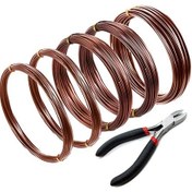 Resim Lebihmurah 3788 Bonsai Dallarını Tutmak İçin 5 Rulo Bonsai Teli Alüminyum Kahverengi 