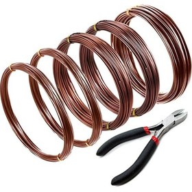 Resim Lebihmurah 3788 Bonsai Dallarını Tutmak İçin 5 Rulo Bonsai Teli Alüminyum Kahverengi 