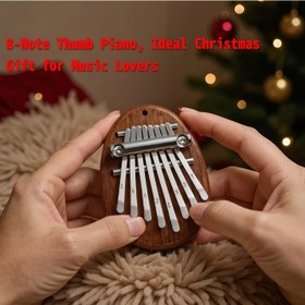 Resim Kalimba Piyano 8 Tuşlu Mini Ahşap, Kitap ve Askılı | Yetişkin Başlangıç Enstrümanı | Noel, Doğum Günü, Şükran Günü, Yeni Yıl İçin Harika Hediye - Onun/Onun İçin 