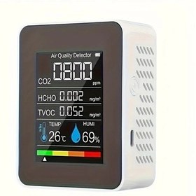 Resim Willowhaven Beyaz 5 İn 1 Hava Kalitesi Ölçer Co2 Dedektörü Usb Şarjlı Taşınabilir 