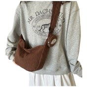 Resim Saf Renk Basit Büyük Kapasiteli Yeni Çocuk Çantası Kore Minimalist Omuz Çantası Messenger Çanta İki Parçalı Takım Koyu Kahverengi 