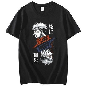 Resim Sukuna Red - Blue Design Tişört Siyah 