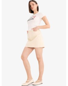 Resim DeFacto Coool Normal Bel Gabardin Mini Etek E5346AX25SPER42 Ekru 