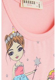 Resim Breeze Kız Çocuk Uzun Kollu Elbise Unicorn Baskılı 2-6 Yaş, Pudra-pudra Pudra 