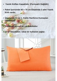Resim Turuncu Renkli Pamukllu Ranforce Kumaştan Yastık Kılıfı 2 Adet 