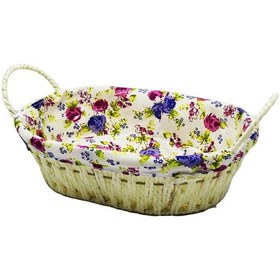 Resim Yakut Renkli Bezli Oval Hasır Ekmek Sepeti 8821 Krem 