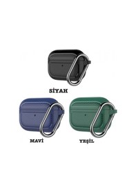 Resim Ally Karbon Fiber Apple Uyumlu AirPods Pro Kancalı Silikon Koruma Kılıfı Mavi 