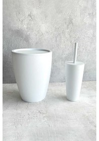 Resim Primanova Pure 2'li Banyo Seti Çöp Kovası + Tuvalet Fırçası Beyaz Renkli 