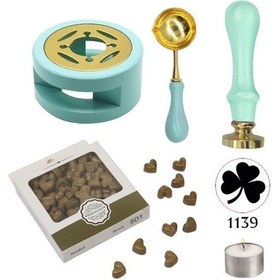 Resim Davetiye Mum Mühürü Uygulama Seti Su Yeşili Renk 1139 Yonca 