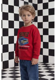 Resim Defacto Erkek Bebek Bisiklet Yaka Baskılı Sweatshirt G6139a526sprd79 Kırmızı-rd79 